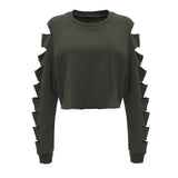 Hollow Sleeve Crop Top Hoodie