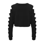 Hollow Sleeve Crop Top Hoodie